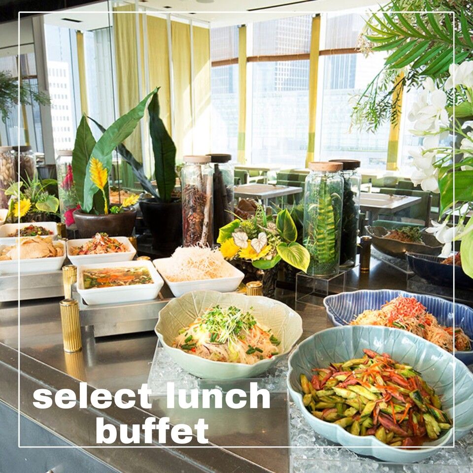 平日限定【ランチセレクトビュッフェ＆1ドリンクweb特典☆スパークリングワインやビール、ラッシーなどから】タイ王道料理一品＋副菜＆サラダ＆デザートバイキング＆アジアンティー飲み放題のお得なヘルシーLUNCH☆