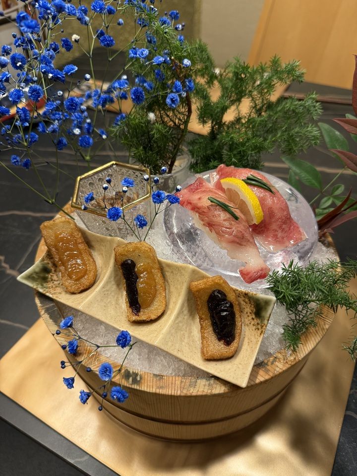 A5-grade certified Omi beef shabu-shabu set with three appetizers