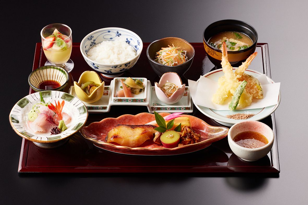 Colorful and beautifully arranged set meal.