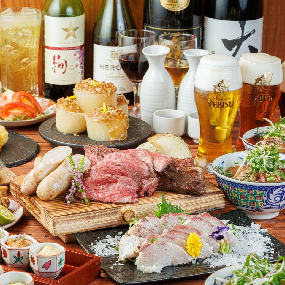 【忘年会◎】 旬の熊本県産天草の鰤と自家製ローストビーフをWメインで楽しむ贅沢忘年会プラン