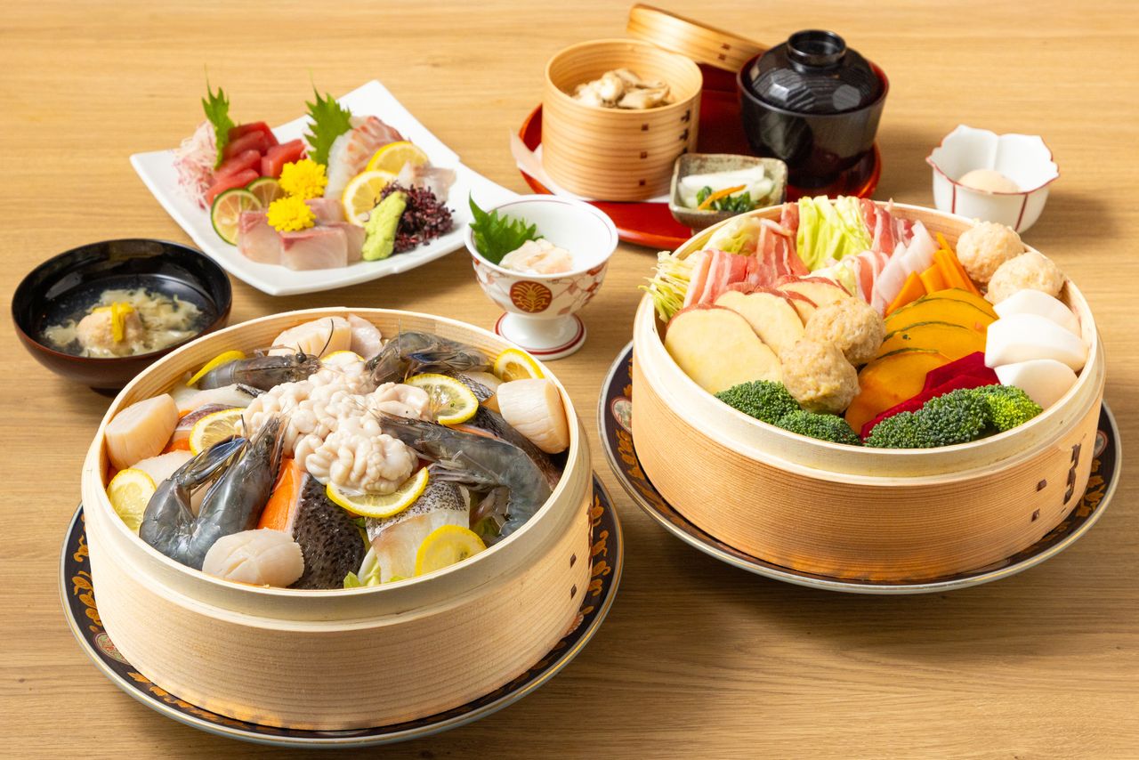 【食事のみ】歓送迎会におすすめ、シェアして楽しく！季節の食材を頂く蒸籠蒸しコース　
