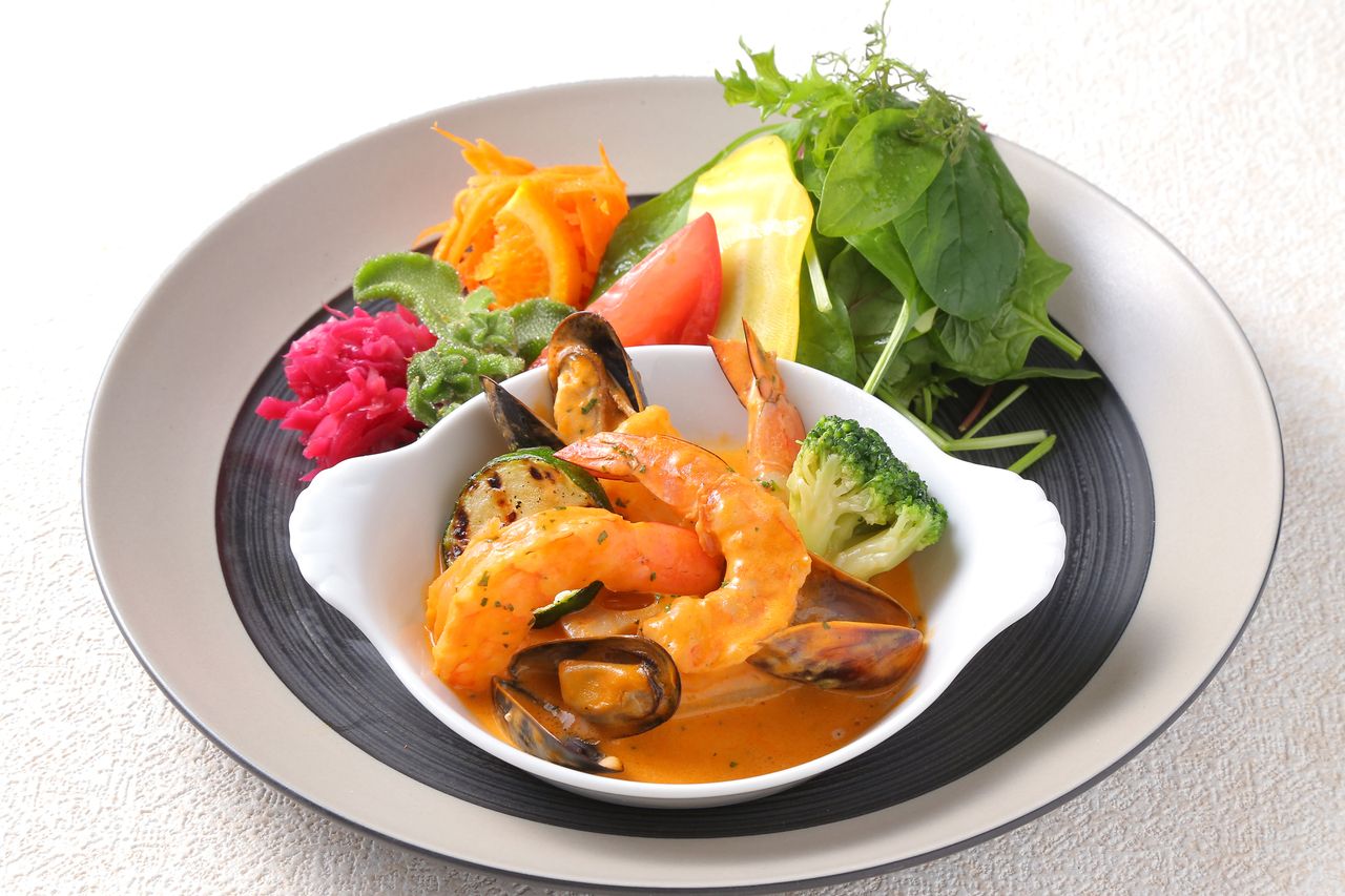 シュリンプとムール貝のアメリケーヌソース