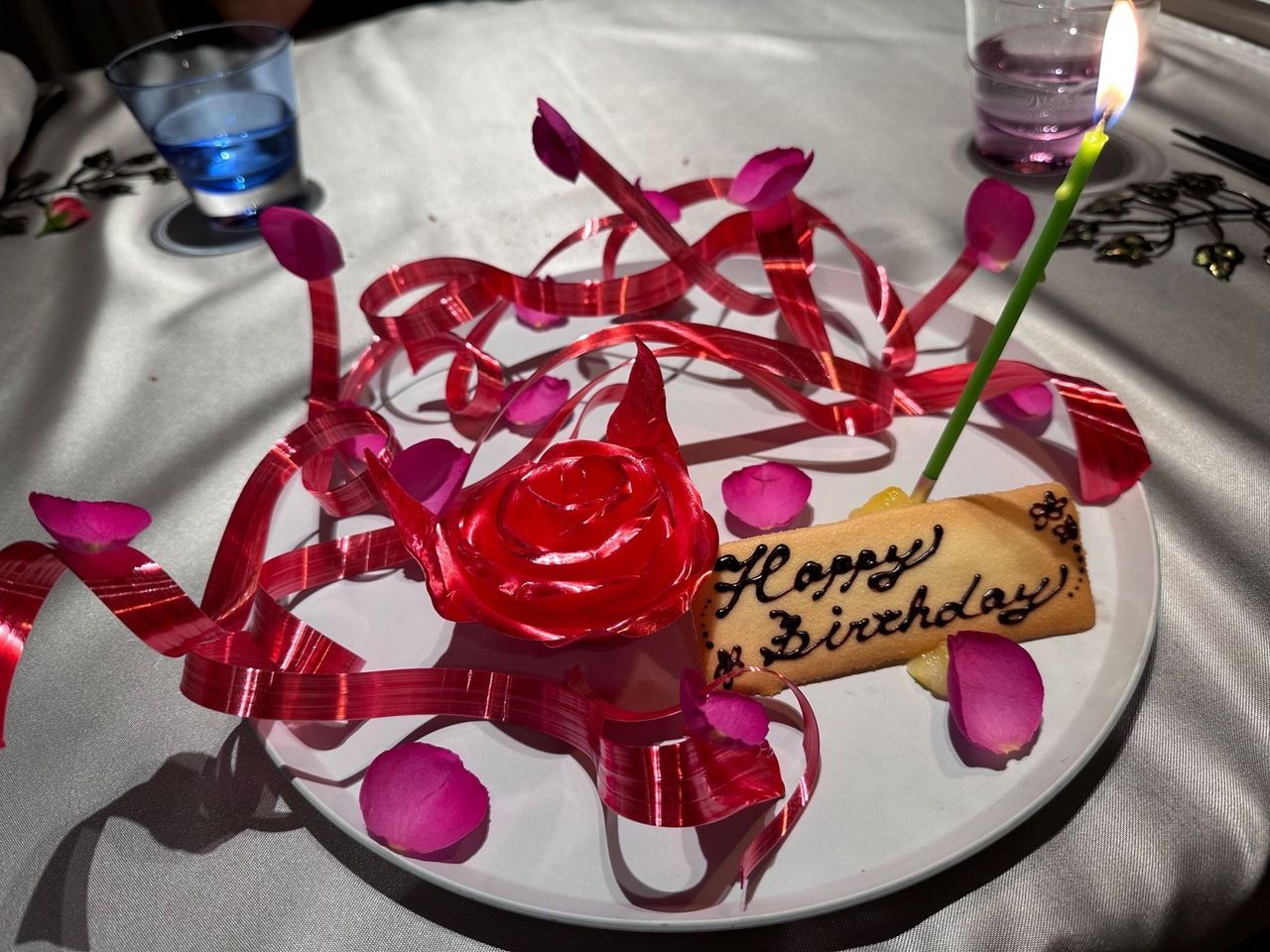 🌹Message plate with rose candy design