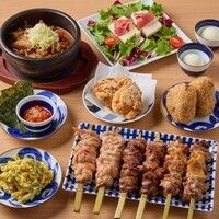 【百鳥のオススメコース・3.5時間飲み放題付き】6,500円(税込)　炭焼き3串の盛合せをメインにいいとこどりしてます【全10品】