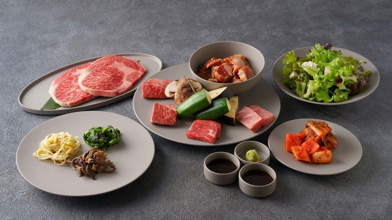 【ディナー】天守閣を望む七輪焼肉｜肉コース＋フリードリンク120分付