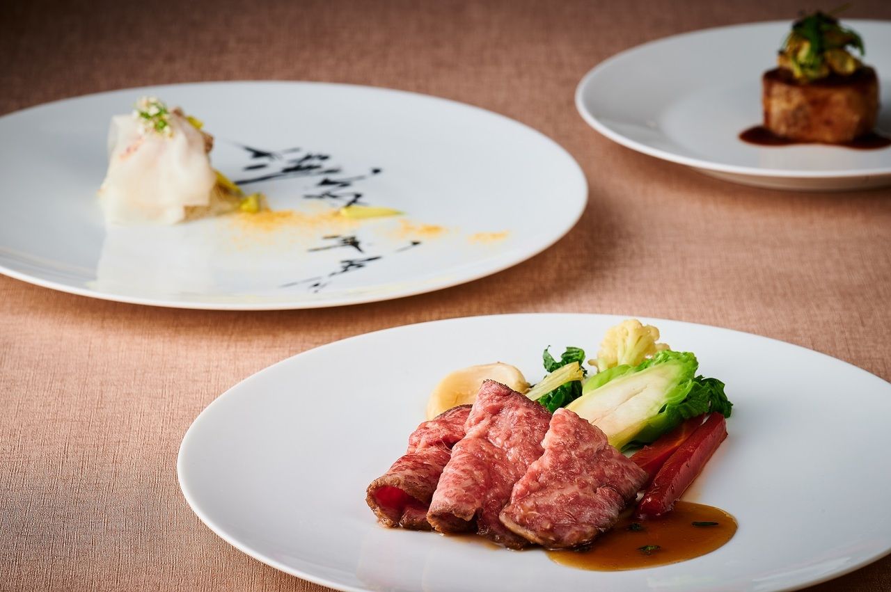 【個室確約】洋会席全６品-RIKYU-　紅富士サーモンマリネや深谷ネギのパイ包みスープ、真鯛のポワレや国産牛ロース肉のロティの贅沢コース