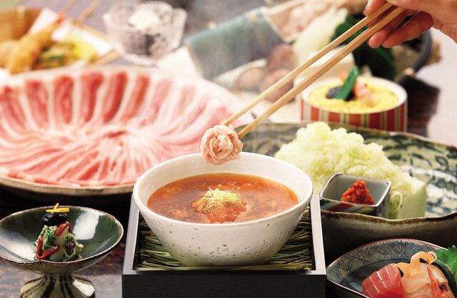 츠유 샤브 세트 ★ 백금 돼지 장미 & 로스