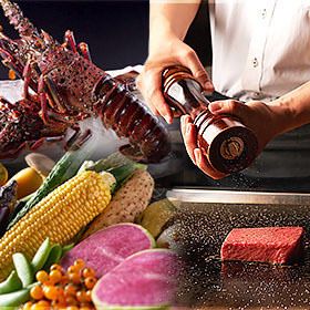 Course with 2 drinks included: Ise lobster & abalone, Latvian starlet caviar, and 120g Chateaubriand steak of BMS No.12 A5 branded Japanese Black Wagyu beef.