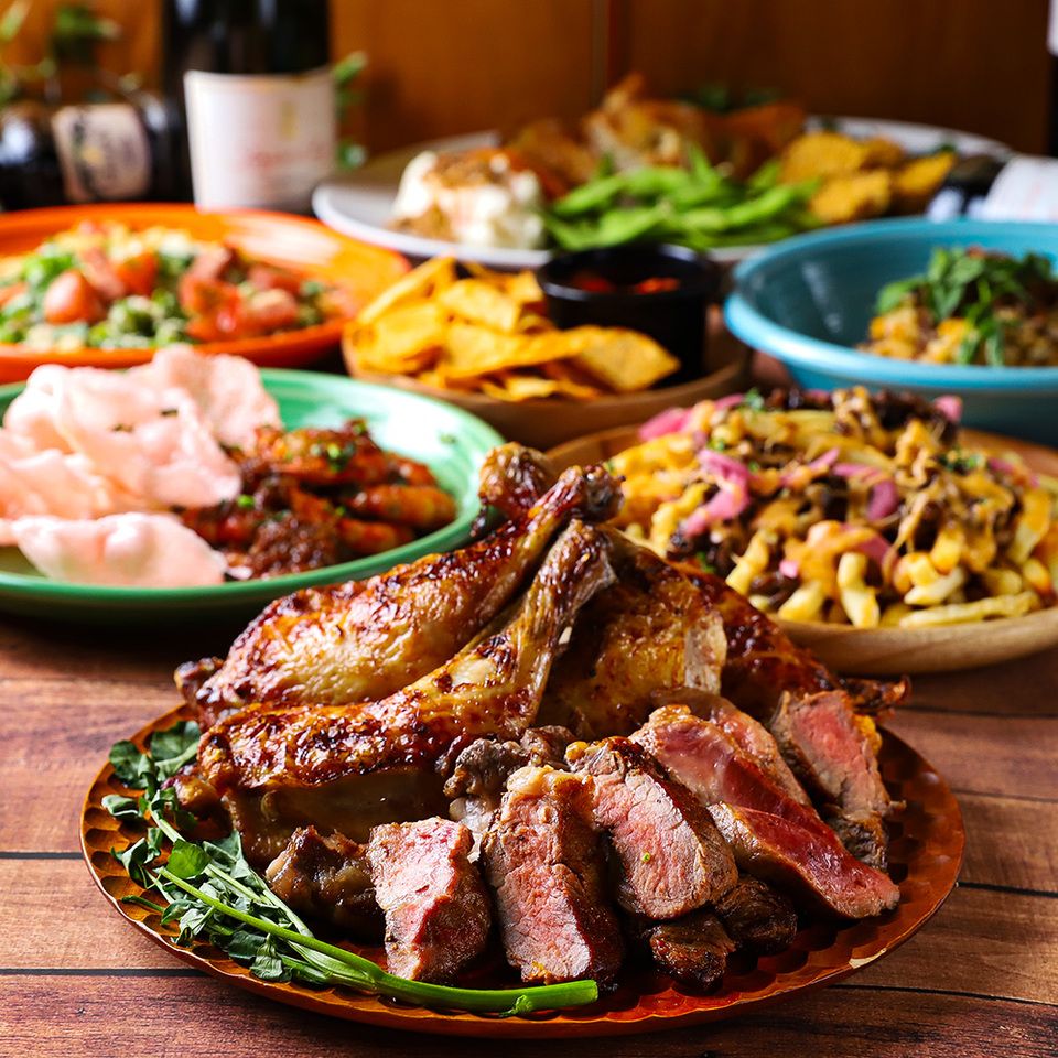 【豪華な時間】豪快に焼き上げる！ビーフステーキ＆チキンレッグのプレミアムプラン☆飲み放題付