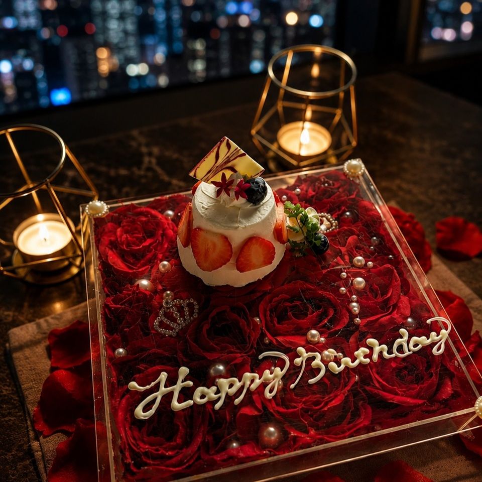 【Anniversary B ~A Bouquet of Roses~】 Includes a custom toast cocktail ☆Celebrate with a rose flower box★ Special course featuring seasonal ingredients (includes toast & strawberry cake)