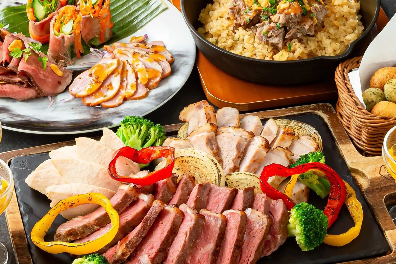 ローストビーフと三元豚を堪能する肉極みコース（2時間／月～木）
