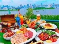 【限定割引き】スタンダードBBQセット★牛・豚・鶏の厳選肉やピラフなど全5皿+セルフバー2時間飲み放題(テラス席限定)