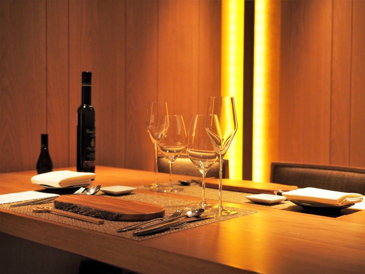 Carefully selected ingredients special course with glass of champagne