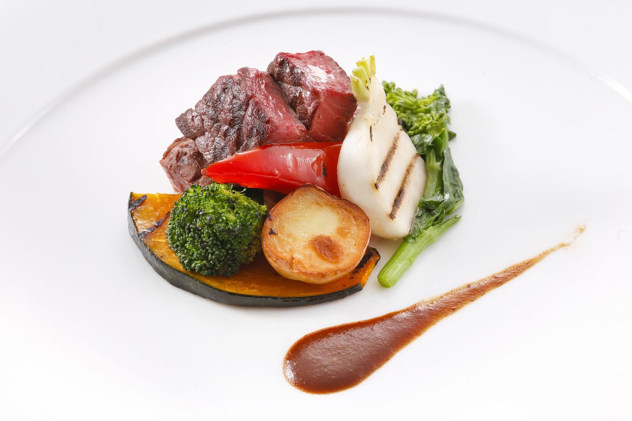 Beef loin steak lunch