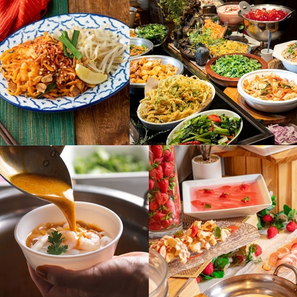 ◇月～金曜日・祝前日◇『パクチーも食べ放題♪3種のスープで作るタイヌードル×モチモチ生麺パッタイ×苺スイーツ』等の料理が並ぶ、魅惑のエスニック“タイ”ブッフェ(90分制)