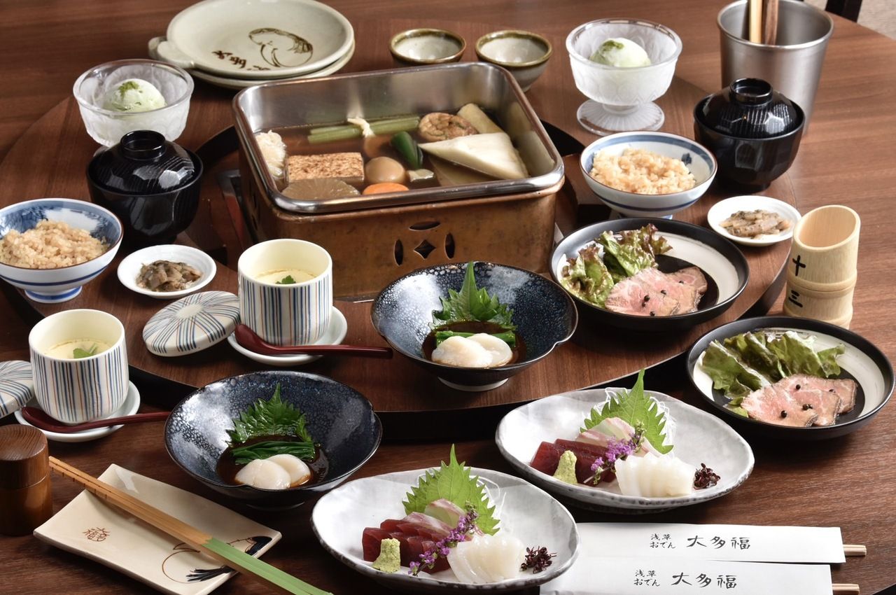 7-course set — oden, sashimi, rice dishes, and more... ¥7,700 × number of guests