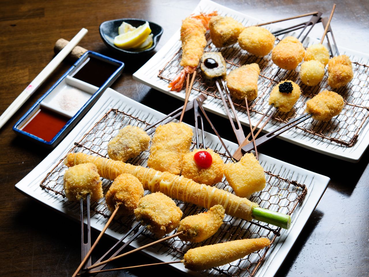 [¥5,000] A quick and easy course featuring Japanese side dishes and deep-fried skewers.