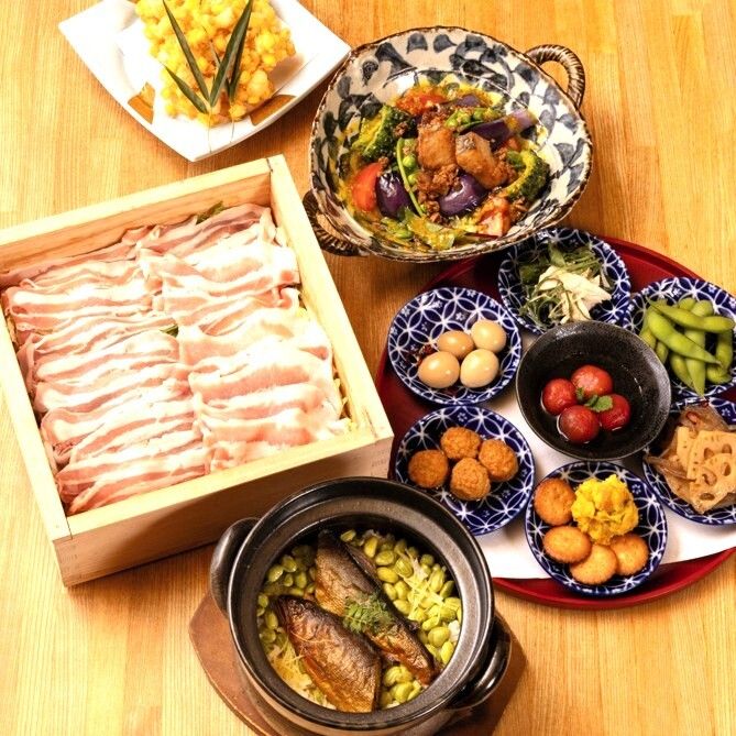【1ドリンクサービス】季節の土鍋飯と国産豚蒸籠蒸し～旬の食材とこだわりの調理法を満喫できる旬彩コース【特別な日に】