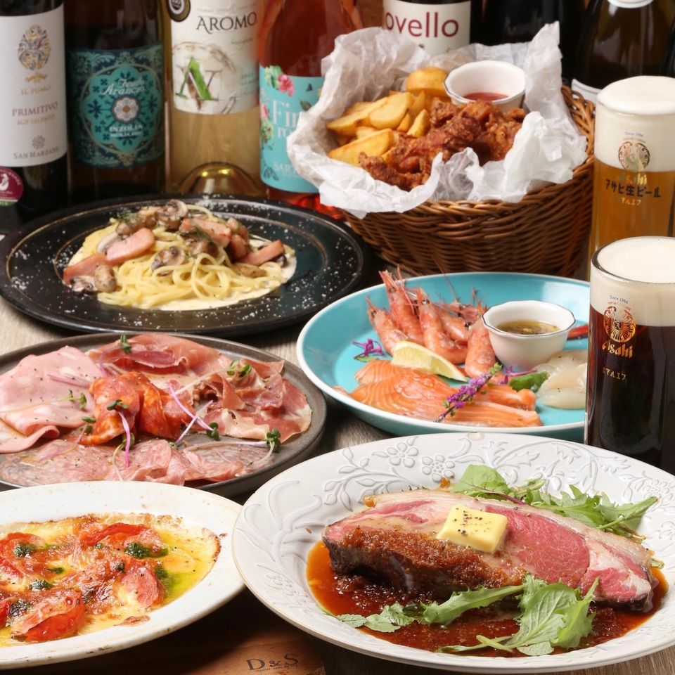 【歓送迎会】　当店自慢の厚切りローストビーフ含8品90分プレミアム飲み放題コース6000円(税込)