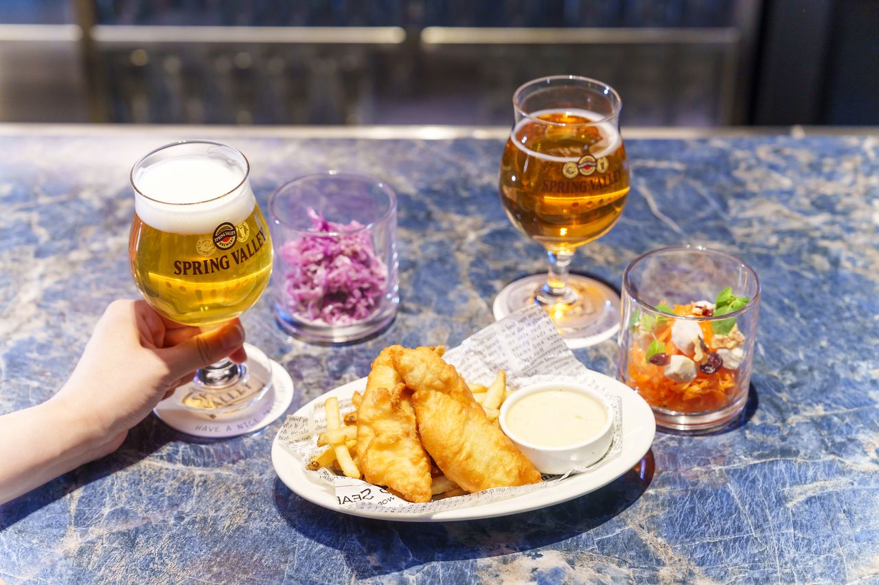 【満喫！ALL DAYセット】「代官山COMBO」おつまみ＋フィッシュ＆チップス＋店内醸造のクラフトビール含む全種フリーフロー 90分 4,800円