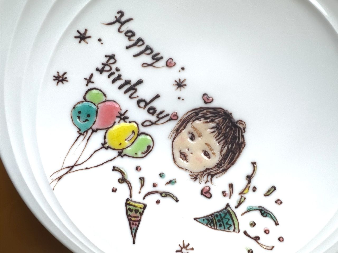 [A special dessert plate hand-painted by a pastry chef]