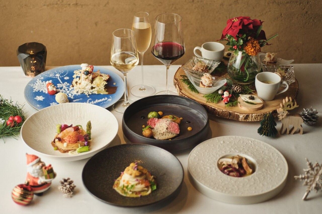 【Xmas】三大珍味とオマール海老＆国産牛の豪華Wメイン 全6皿＋ペアリング4杯(12/20・21・24・25)