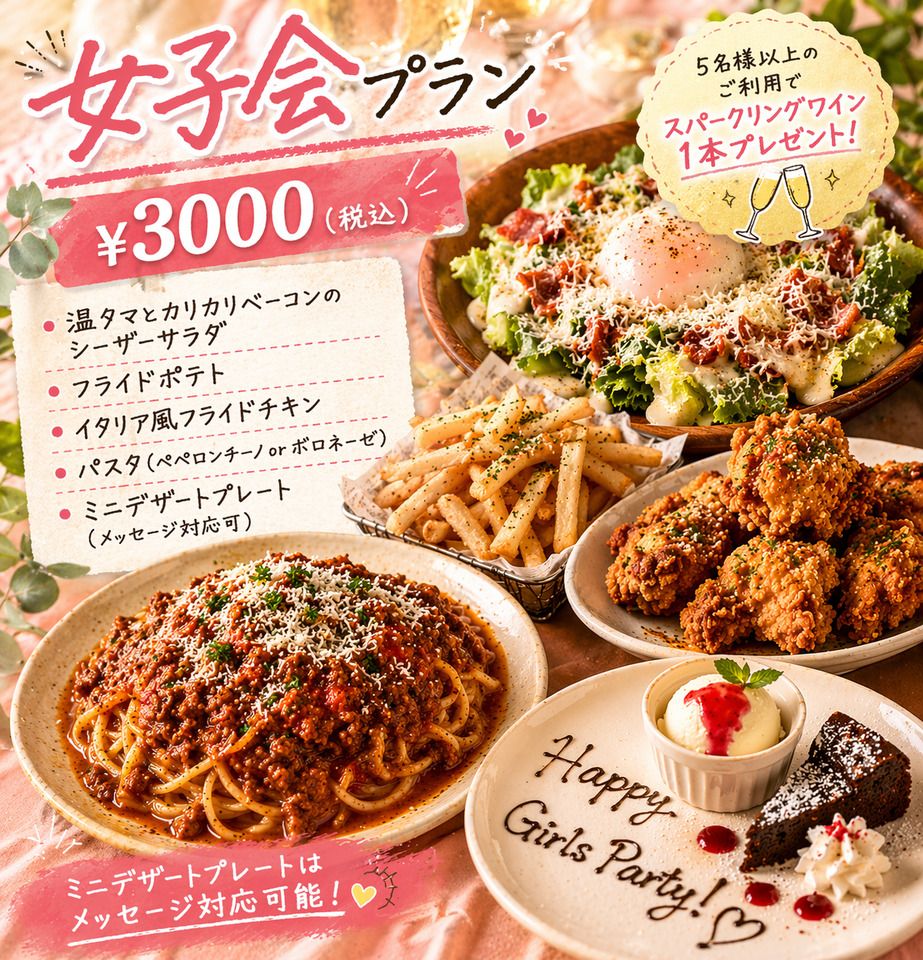 3000 yen girls' night out plan (food only)