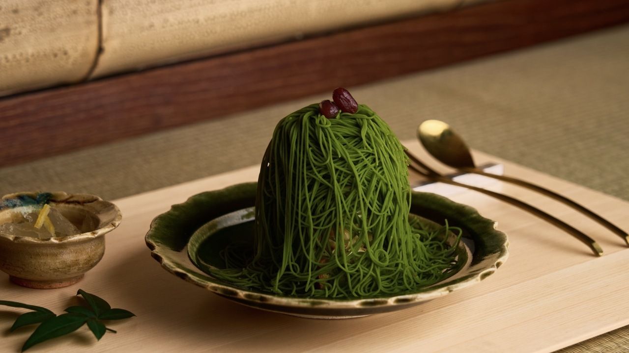 抹茶栗子蒙布朗配派——含饮品